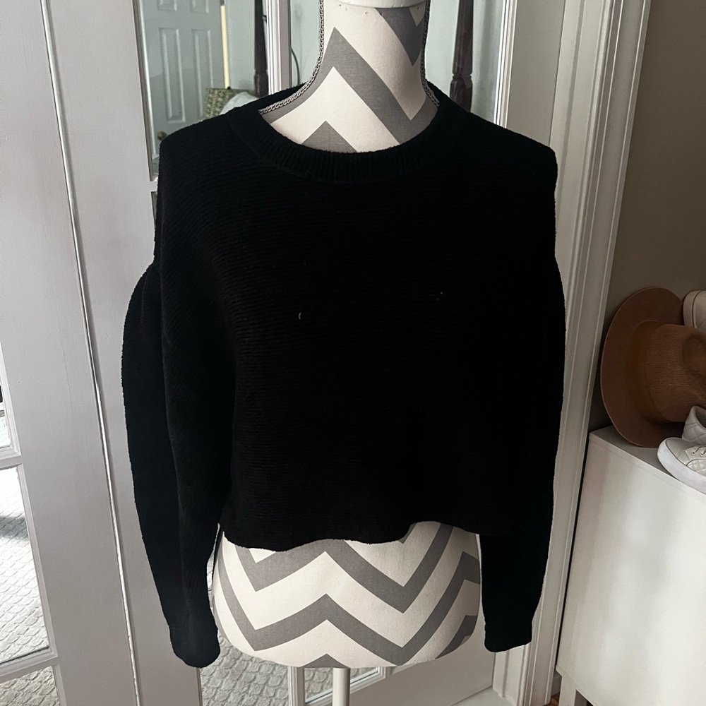 Free People Cropped Black Sweater